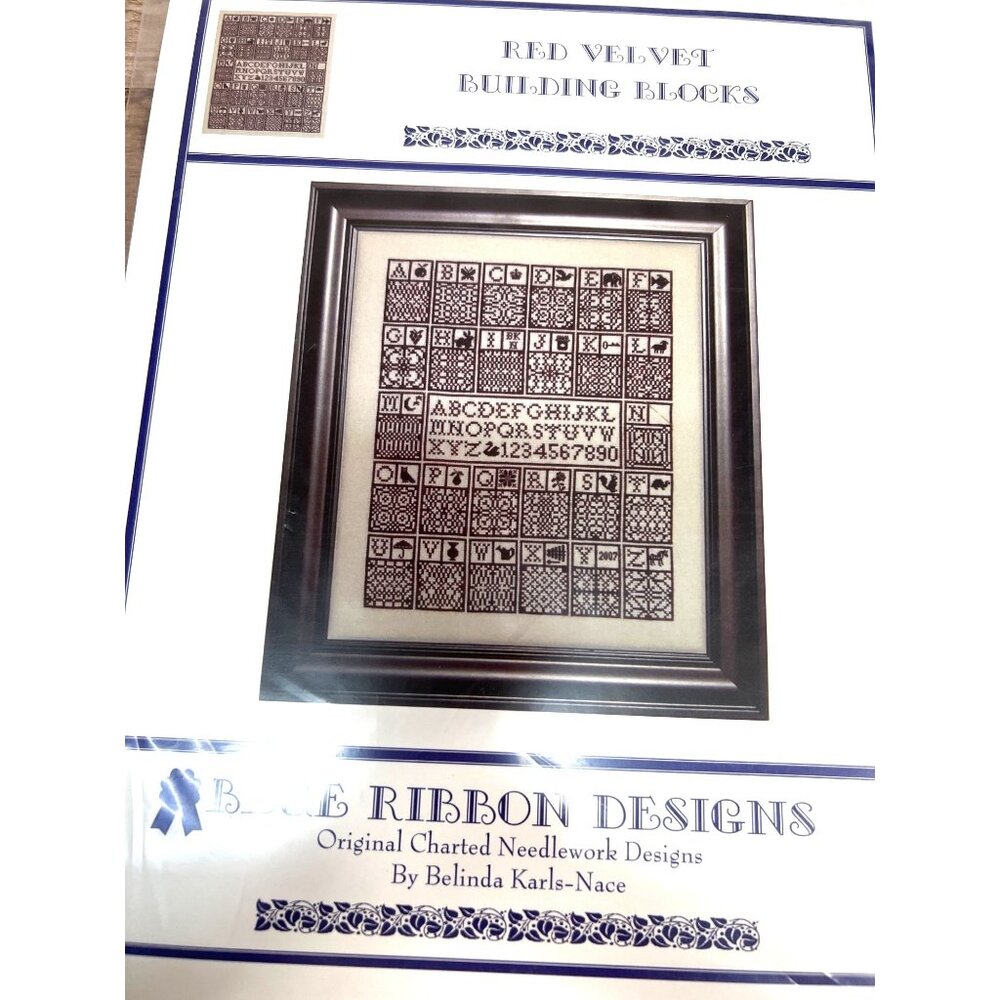 Red Velvet Building Blocks Cross-Stitch Pattern By Blue Ribbon Designs - Picture 2 of 3